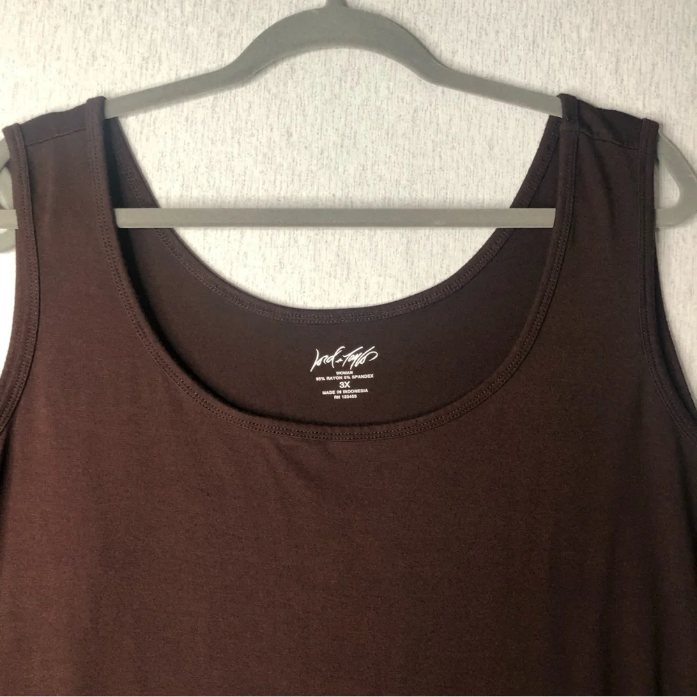 Lord Taylor Womens Tank Top Plus Size 3X LOT OF 2 Navy Blue Print & Brown Solid - Picture 8 of 13